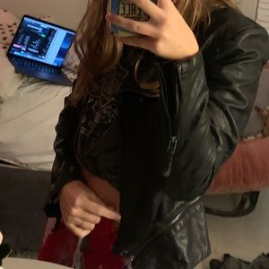 black leather jacket